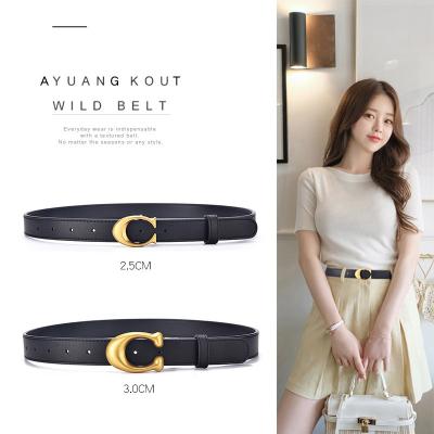 China Fashion.Casual.Business Women's Genuine Leather Belt Women's Style with Jeans Skirt Light Luxury Pure Cowhide Belt Fashion Versatile Suit Pant Belt for sale