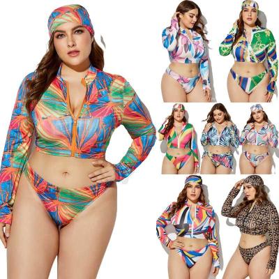 China XXXL Plus Size Women Swimsuit Breathable Summer Triangle Towel Set Three Piece Swimwear Plus Size Bikini for sale