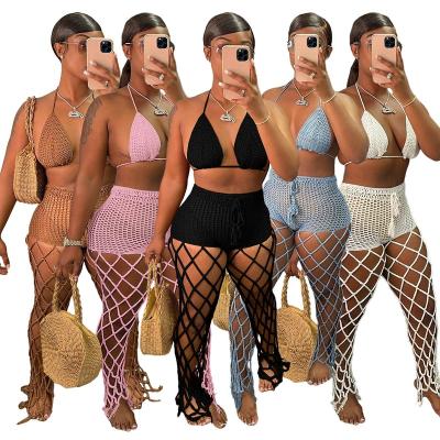 China QUICK DRY New Design Crochet Set Women Sexy 2 Piece Swimwear Bikini Set Teams Outlet Hollow Crochet Two Piece Set Swimsuit for sale