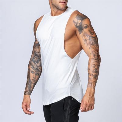 China Sleeveless Anti-Pilling Summer Cotton Shoulder Top Wide Bodybuilding Fitness Men Shape Sports Vest for sale