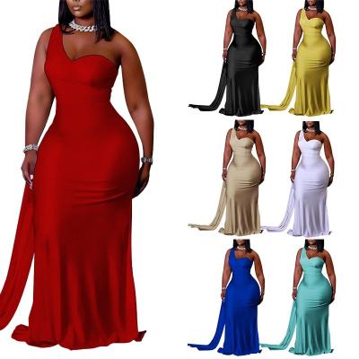 China Breathable Plus Size Ladies Evening Dress Party Wear Formal Dresses One Shoulder Long Formal Gowns For Women Ball Gown Evening Dresses for sale