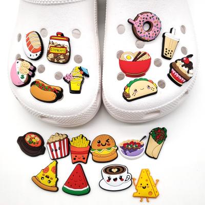 China Clog Shoe Charm High Quality SG Plastisol PVC MOQ 10 Pcs Cute Foodie Charm Shoe Decorations For Clog Shoe Customized for sale