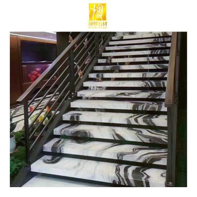 China Modern Luxury Marble for Flooring and Stairs from Panda White Marble For Stairs for sale