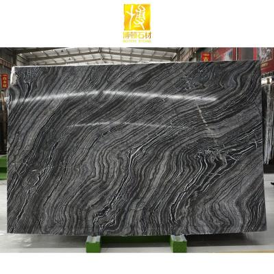 China BOTON Forest Marble Ancient Wood Vein Modern STONE Bathroom Marmo Slab Black Floor Tile for sale