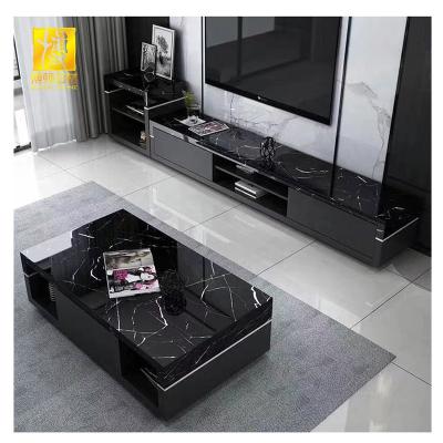 China Modern BOTON STONE Living Room Table Black Marble Nero Marquina Marble Tea Table Black Marble Coffee Table for sale