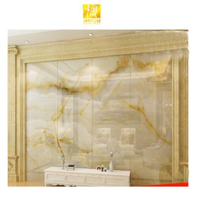 China Modern Flooring Honey Onyx Marble Wall Cladding Yellow TV Background Wall for sale