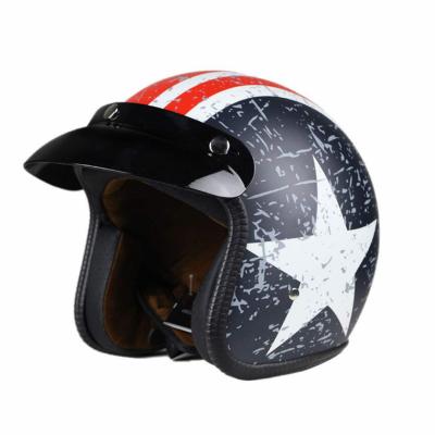 China High Density ABS Off Road Helmets Retro Motorcycle Look Comfortable Inner Open Face Motorcycle Helmet Flat With Rebel Star Graphic for sale