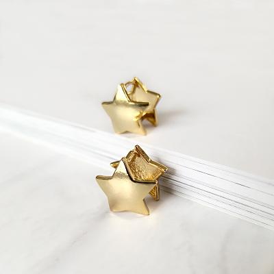 China Star Pentagon Circle Star Gold Color Star Gold Color Star Gold Color Geometric Stud Earrings Five-Treble Silver Five-Treble Silver Stud Earrings For Men's Earrings women's sensitive ear for sale