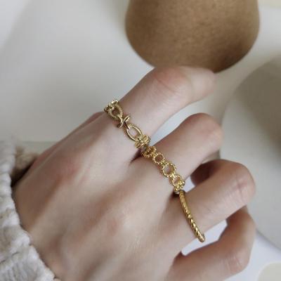 China Adjustable Twisted Twisted Stacking Rings Stackable Rings For Women 925 Sterling Sliver Beaded Cross Circle Rings Hollow Out Personalized Initial Ring for sale