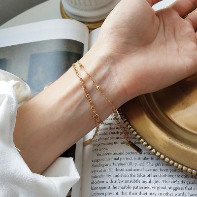 China 2 Designs Small Round Beads Gold Bracelets 2 Designs Small Round Beads Gold Bracelets Irregular Chain Geometric Bracelets For Women 925 Sterling Silver Bracelet Minimalist for sale