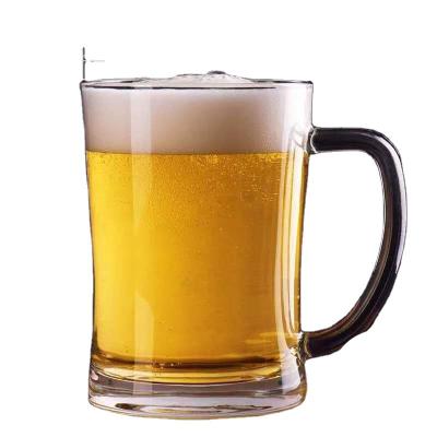 China Beer Glasses Inventory 600ML Handle Sublimation Glass Beer Mug Box Beer Mugs for sale