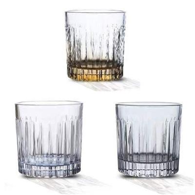 China Inventory 285ml Plating Wine Cup Vertical Stripe Glass Cup Stained Whiskey Glass for sale