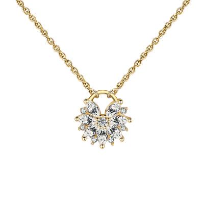 China RINNTIN SN232 Women's Jewelry Wholesale Korean Romantic Pending Silver Flower Real 925 14K Gold Plated Necklace for sale