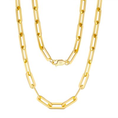 China Hiphop RINNTIN SC41 S925 Made In Solid Italy 14K Gold Over Sterling Silver Italian Paperclip Link Chain Necklace For Women Men for sale