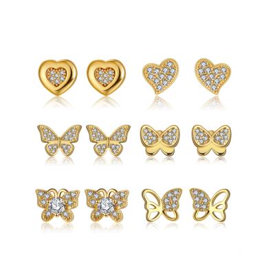 China Simple RINNTIN CLASSIC MONKEY Fashion Wedding Jewelry Accessories 925 Sterling Silver Plated 14k Gold Butterfly Earrings Women for sale