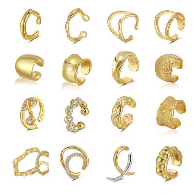 China FASHIONABLE RINNTIN CL07-22 One Piece 925 Sterling Silver Ear Clip Earings 18K Gold Plated Non Pierced Ear Cuffs for sale