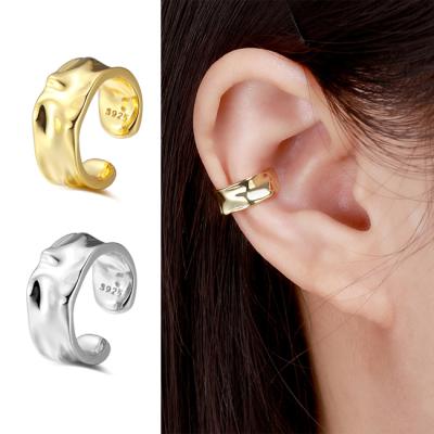 China RINNTIN FASHION CL05 925 Sterling Silver Cartilage Hoop Clip On Ear Hypoallergenic Gold Slap Earrings For Women 1Pcs for sale