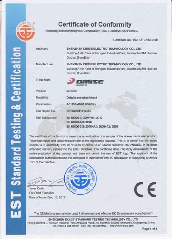 CE - Shenzhen Dirise Electric Technology Co., Ltd.