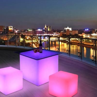 China High Quality Bar Chair PE Material Light Led Sitting Cube Chair for sale