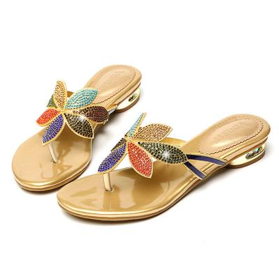 China Korean Fashion Trend Women's Fashion Toe Ring Sandals Shiny Crystal Slippers for sale