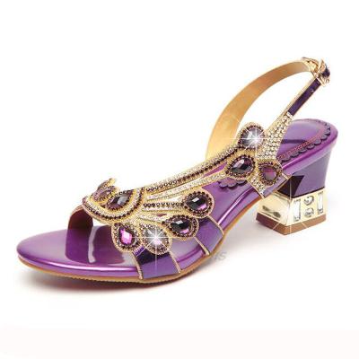 China Fashion Trend New Fashion Trend Sexy Rhinestone Heeled Sandals For Women for sale