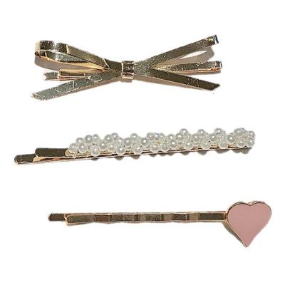 China fashion & luxury fashion & 3PCS/SET Luxury Korean Pearl Hairpins Women Girls Trendy Heart Hair Clips Bow Barrettes Form Hair Accessories Wholesale for sale