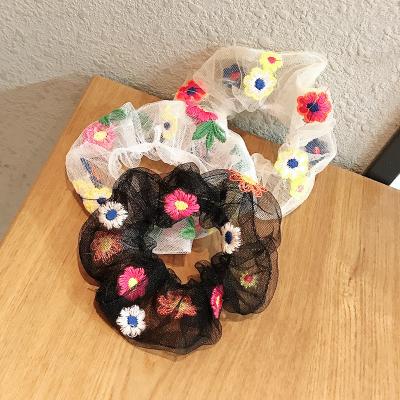 China fashion & stylish fashion & New Arrival Elegant Cute Daisy Lace Scrunchies For Girls Elastic Ponytail Hair Band Hair Ties Floral Hair Holder for sale