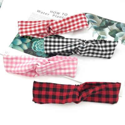 China Korean & Cute Korean & Cute Vintage Plaid Bowknot Hairbands Women Adjustable Elastic Headbands Headwear for sale