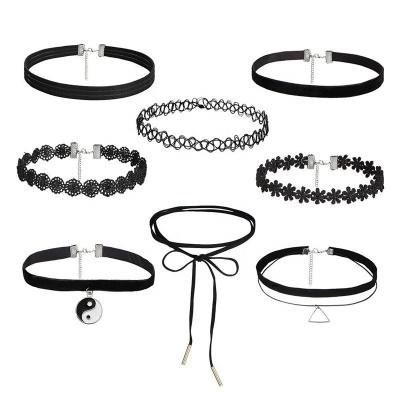 China 10PCS/SET Style Gothic Punk Neo-Gothic Jewelry Lace Velvet Choker Necklace Women Black Neo-Gothic Long Choker Pendant Necklaces for sale