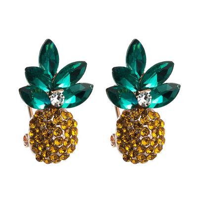 China TRENDY Colorful Women Crystal Stud Earrings Fashion Rhinestone Design Pineapple Stud Earrings Jewelry For Girl for sale