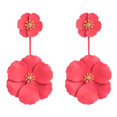 China Trendy TRENDY Bohemian Women Alloy Flower Drop Earrings Sweet Floral Girls Dangle Earring Jewelry Wedding Party Bridal Gift for sale