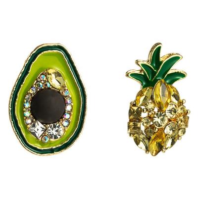 China Trendy Trendy Pineapple Stud Earrings Women Fashion Avocado Styles Crystal Stud Earrings Girls Rhinestone Jewelry for sale