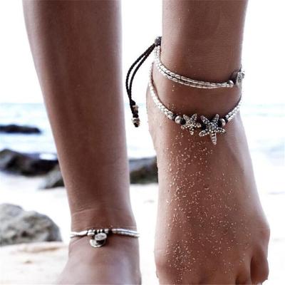 China Vintage Star Bohemian Anklets For Women Vintage Beads Summer Ocean Beach Anklet Bracelet Foot Leg Jewelry 2020 for sale