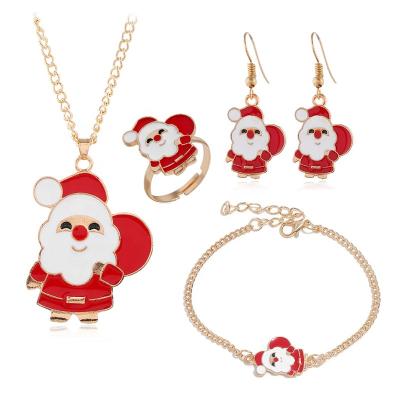 China 4PCS SET TRENDY Christmas Fashion jewelry set 2020 new Santa Claus Women Earrings Necklace Ring bracelet for sale