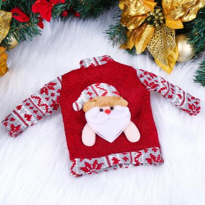 China Cartoon 2021Top Selling Santa Wine Bottle Cover Christmas Home Decoration Knitting Christmas Wine Bottle Cover for sale