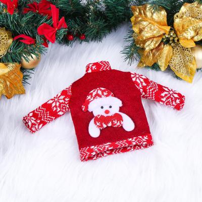 China 4: 2021wholesale Promotional Santa Claus Wine Bottle Cover Christmas Home Decoration Knitting Christmas Wine Bottle Cover for sale