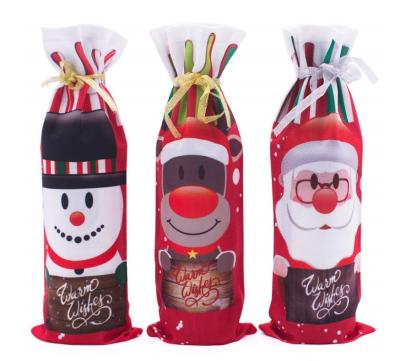 China Creative Wine Bottle Bag Christmas Red Wine Bottle Set Cartoon Santa Claus Snowman Deer Red Wine Set Christmas Decorations Wine Bottle Decoration for sale