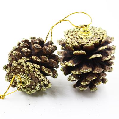 China Gold Pineal Powder (6cm) 2021 Christmas Tree Pine Cone 6cm Gold Christmas Tree Ornaments Cheap Party Tree Shaped Decoration Illustration for sale