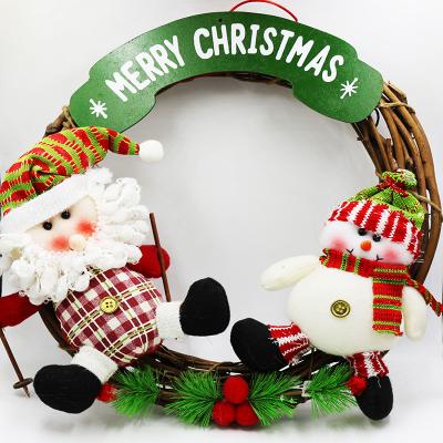 China Christamas Home Decoration Hot Sale Merry Christmas Christmas Snowman Wreath Wall Decoration Hanging Home Outdoor Illustration for sale