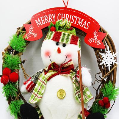 China Christamas Decoration 2021 New Christmas Snowman Wreath Christmas Party Home Decorations Hanging Hanging Crafts for sale