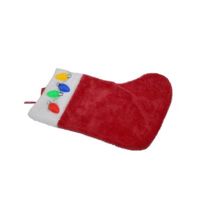 China Home Red White Plain Santa Socks Plush Christmas Stocking Festival Decoration 2021 Merry Christmas Plush Toy Socks for sale