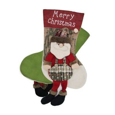 China 2021 Festival Decoration Christmas Santa Stocking Tree Ornament Hanging Decorations Party Home Gift Jars For Storage for sale