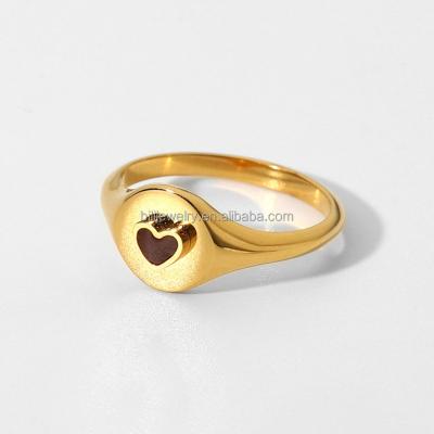 China Cute Cute Little Heart Shaped 18K Gold Plated Stainless Steel Ring For Women for sale