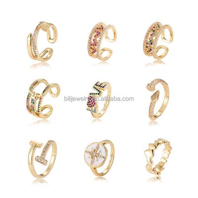 China New FASHIONABLE Popular Gold Plated Geometric Copper Ring with Zircon, Wedding Engagement Ring Gifts Jewelry for Friends, Ladies Women for sale