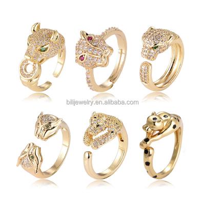 China NEW FASHIONABLE Gold Plated Adjustable Copper Ring Leopard Snake Cubic Zirconia Animal Jewelry Gift for Man and Women Rings for sale