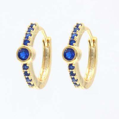 China TRENDY Fashion Simple Design Colorful Inlaid Zircon Circle Earrings for sale