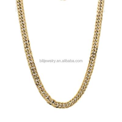 China TRENDY High Quality 18K Gold Plated Dubai Gold Cuban Chain Fashion Hip Hop Jewelry Stainless Steel Metal Necklaces Thin Chain n12 New for sale