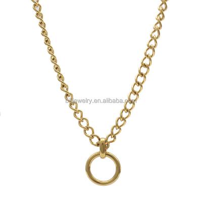 China New Fashion High Quality Stainless Steel Exquisite N14 Thin Circle Gold Plated TRENDY Chain Pendant Necklace 18k for sale