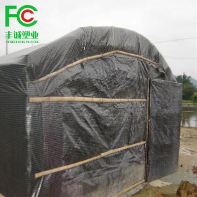 China Black White HDPE Woven Mushroom Greenhouse Cover / Greenhouse Awnings Grid Film For Mushroom for sale