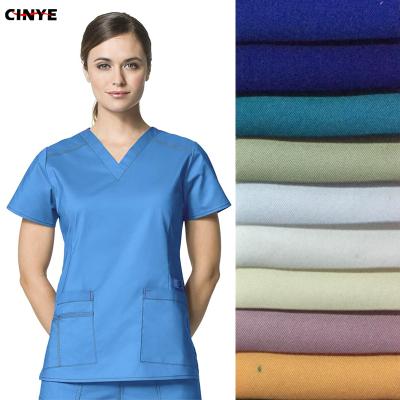 China Twill fabric 60% cotton 5% polyester 35% cotton 5% spandex antistatic spandex for nurse workwear for sale